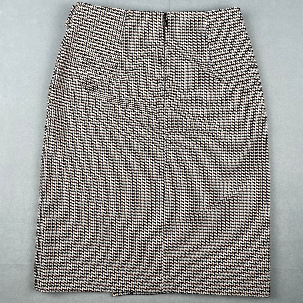 H&M Houndstooth Midi Pencil Skirt Sz 4 Neutral Office Preppy Old Money Boho Chic - Picture 2 of 9